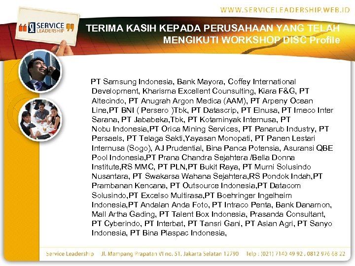 TERIMA KASIH KEPADA PERUSAHAAN YANG TELAH MENGIKUTI WORKSHOP DISC Profile PT Samsung Indonesia, Bank