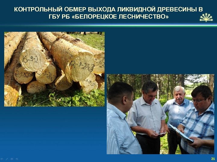 КОНТРОЛЬНЫЙ ОБМЕР ВЫХОДА ЛИКВИДНОЙ ДРЕВЕСИНЫ В ГБУ РБ «БЕЛОРЕЦКОЕ ЛЕСНИЧЕСТВО» 21 