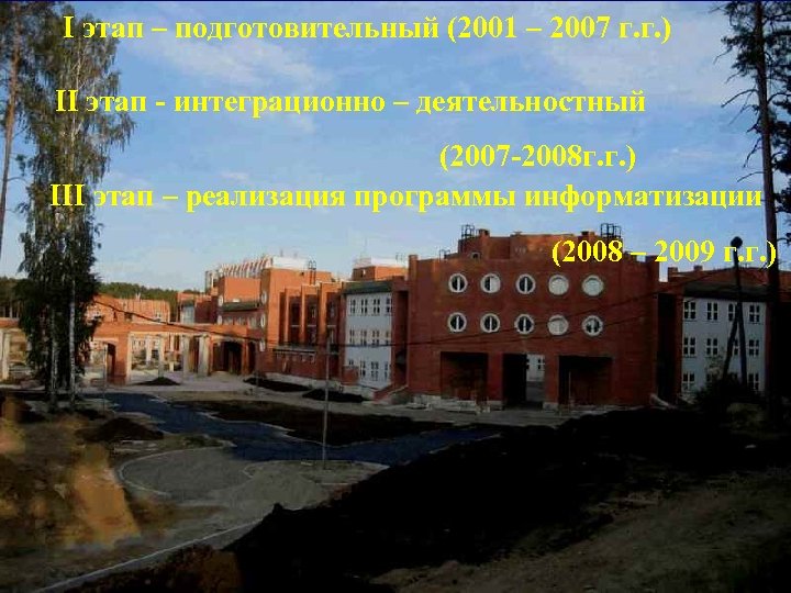 I этап – подготовительный (2001 – 2007 г. г. ) II этап - интеграционно