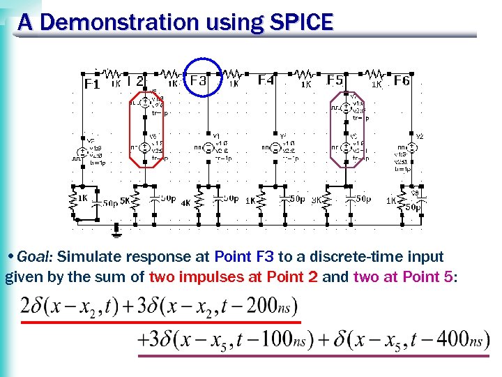 A Demonstration using SPICE • Goal: Simulate response at Point F 3 to a