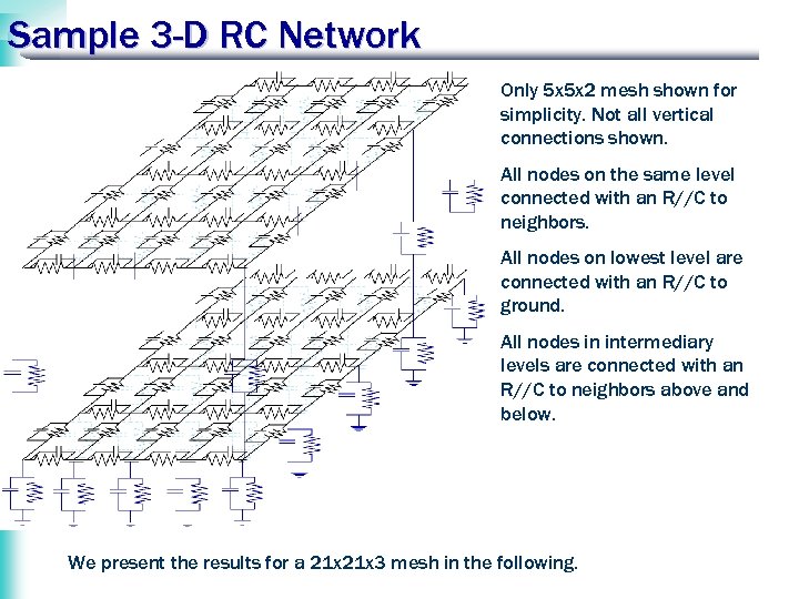 Sample 3 -D RC Network Only 5 x 5 x 2 mesh shown for