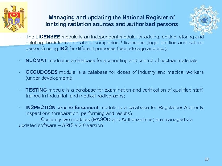Managing and updating the National Register of ionizing radiation sources and authorized persons -