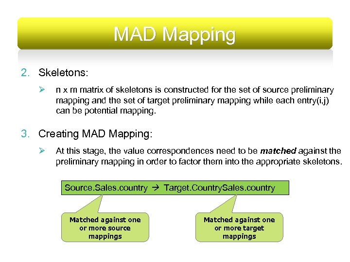 MAD Mapping 2. Skeletons: Ø n x m matrix of skeletons is constructed for