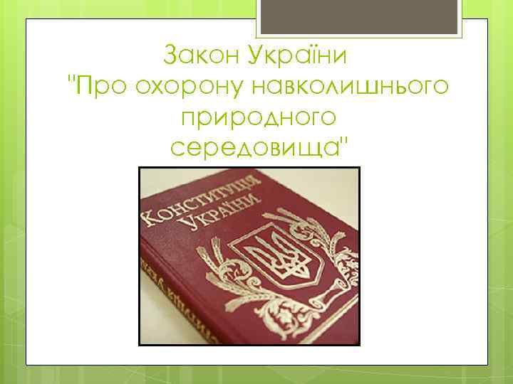 Закон України "Про охорону навколишнього природного середовища" 