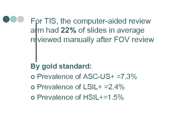 For TIS, the computer-aided review arm had 22% of slides in average reviewed manually