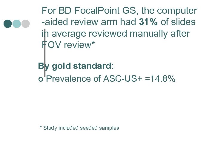 For BD Focal. Point GS, the computer -aided review arm had 31% of slides