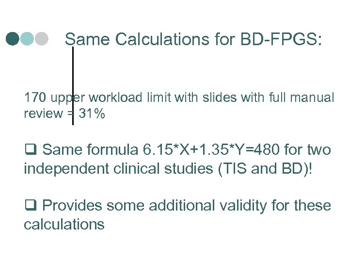 Same Calculations for BD-FPGS: 170 upper workload limit with slides with full manual review