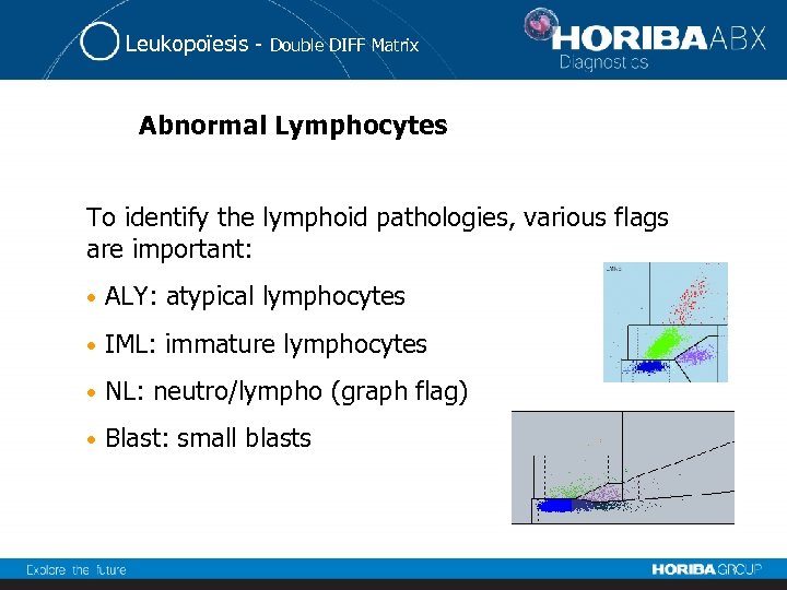 Leukopoïesis - Double DIFF Matrix Abnormal Lymphocytes To identify the lymphoid pathologies, various flags