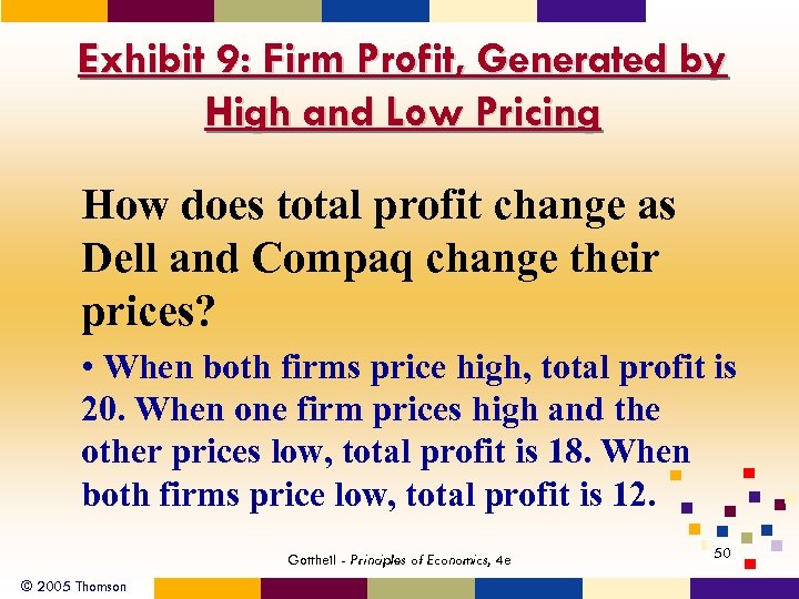 Exhibit 9: Firm Profit, Generated by High and Low Pricing How does total profit