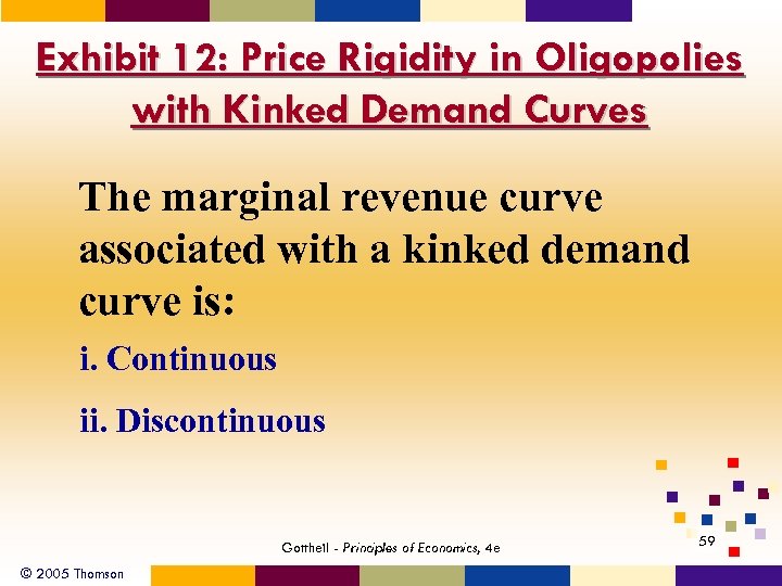 Exhibit 12: Price Rigidity in Oligopolies with Kinked Demand Curves The marginal revenue curve