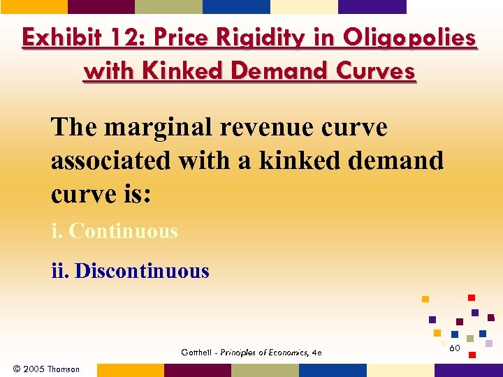 Exhibit 12: Price Rigidity in Oligopolies with Kinked Demand Curves The marginal revenue curve