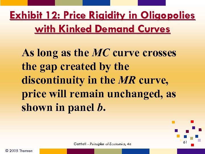 Exhibit 12: Price Rigidity in Oligopolies with Kinked Demand Curves As long as the