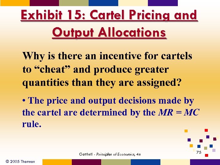 Exhibit 15: Cartel Pricing and Output Allocations Why is there an incentive for cartels