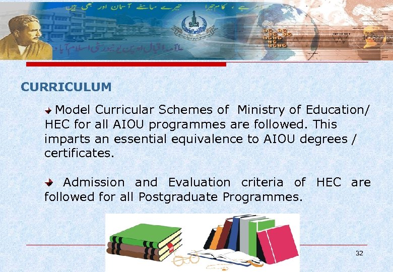 CURRICULUM Model Curricular Schemes of Ministry of Education/ HEC for all AIOU programmes are
