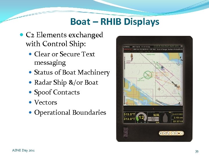 Boat – RHIB Displays C 2 Elements exchanged with Control Ship: Clear or Secure