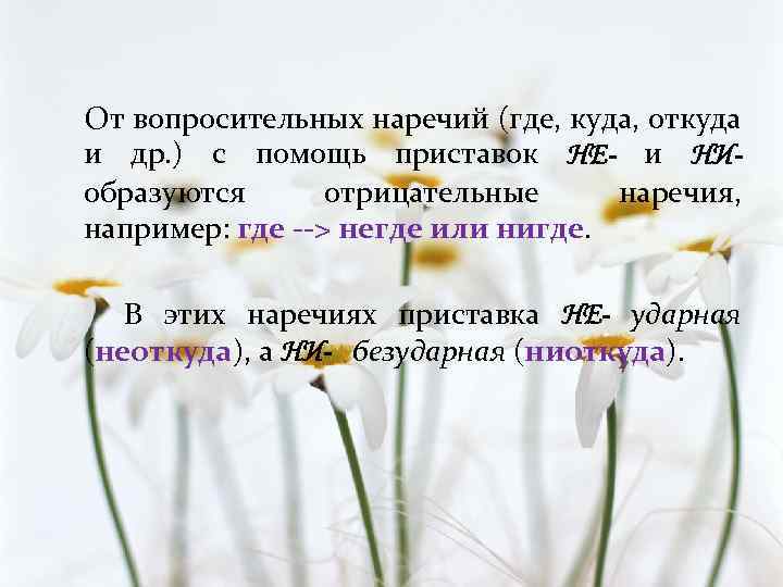 От вопросительных наречий (где, куда, откуда и др. ) с помощь приставок НЕ- и