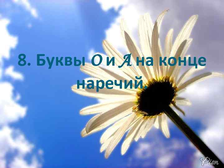8. Буквы О и А на конце наречий. 