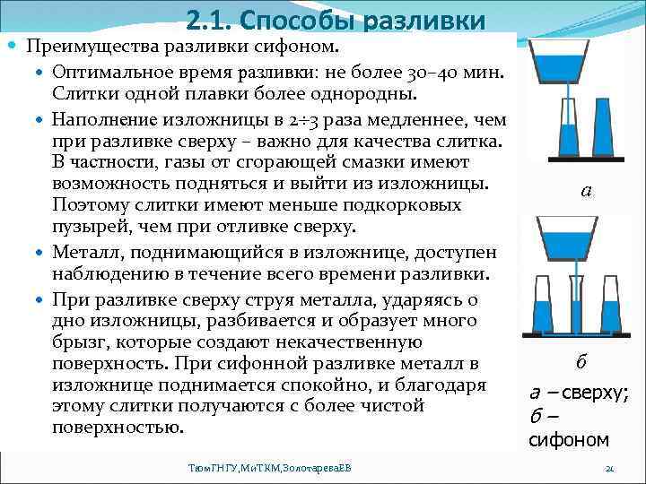 2. 1. Способы разливки Преимущества разливки сифоном. Оптимальное время разливки: не более 30– 40