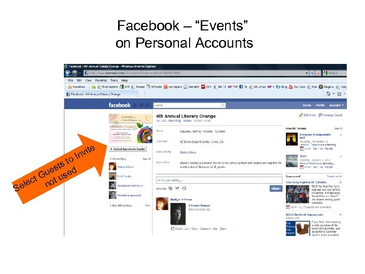 Facebook – “Events” on Personal Accounts vite In o ts t s ue sed