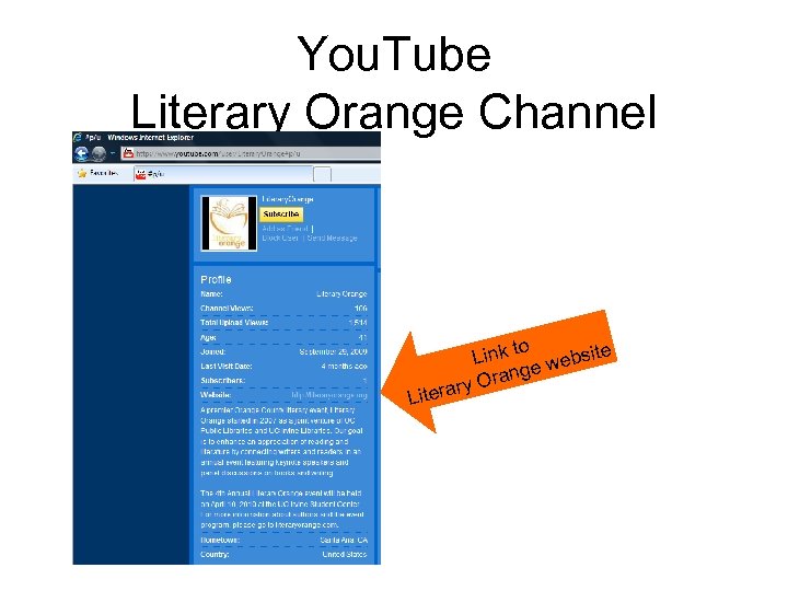 You. Tube Literary Orange Channel Lite to ite Link webs ge Oran rary 