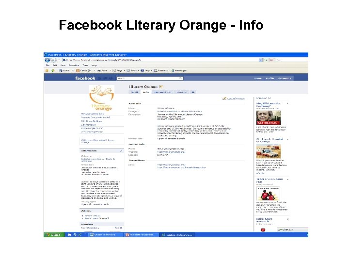 Facebook Literary Orange - Info 