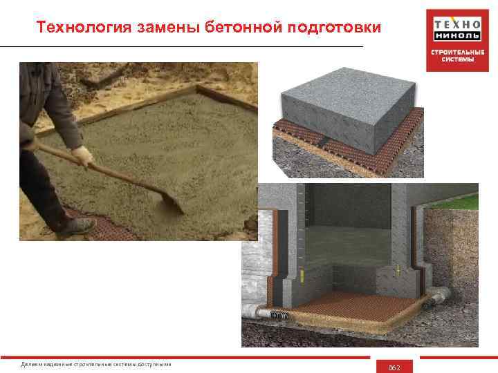 Технология замены бетонной подготовки Делаем надежные строительные системы доступными 062 