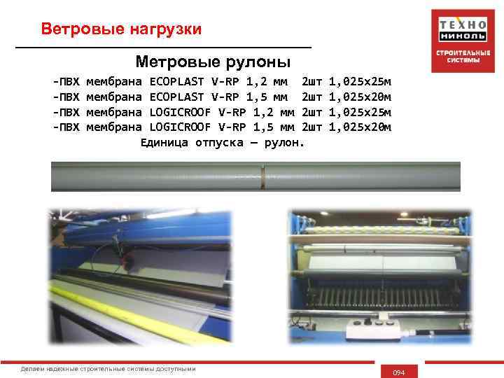 Ветровые нагрузки Метровые рулоны -ПВХ мембрана ECOPLAST V-RP 1, 2 мм 2 шт -ПВХ