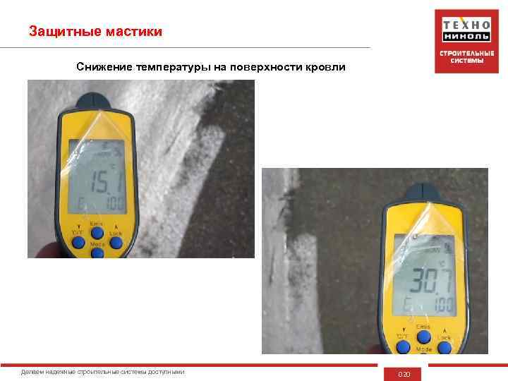 Защитные мастики Снижение температуры на поверхности кровли Делаем надежные строительные системы доступными 020 