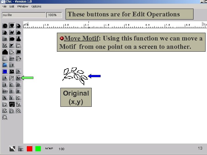 These buttons are for Edit Operations Move Motif: Using this function we can move