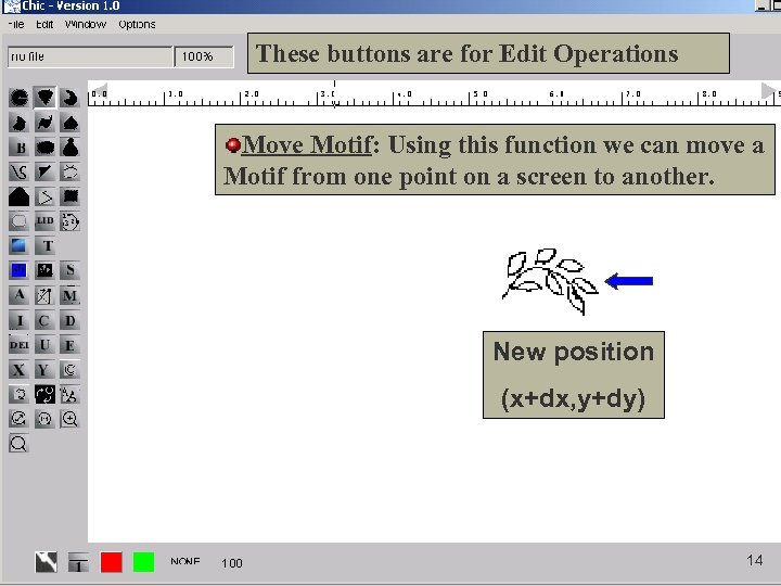 These buttons are for Edit Operations Move Motif: Using this function we can move