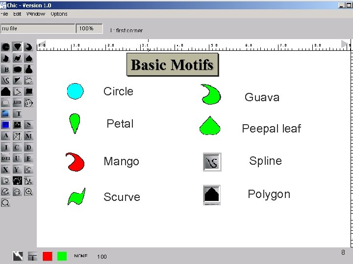 Basic Motifs Circle Guava Petal Peepal leaf Mango Spline Scurve Polygon 8 