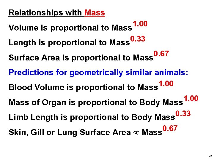 Relationships with Mass Volume is proportional to Mass 1. 00 Length is proportional to