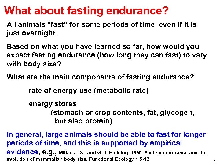 What about fasting endurance? All animals 