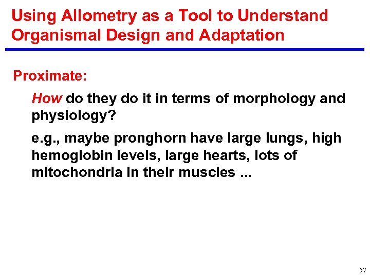 Using Allometry as a Tool to Understand Organismal Design and Adaptation Proximate: How do