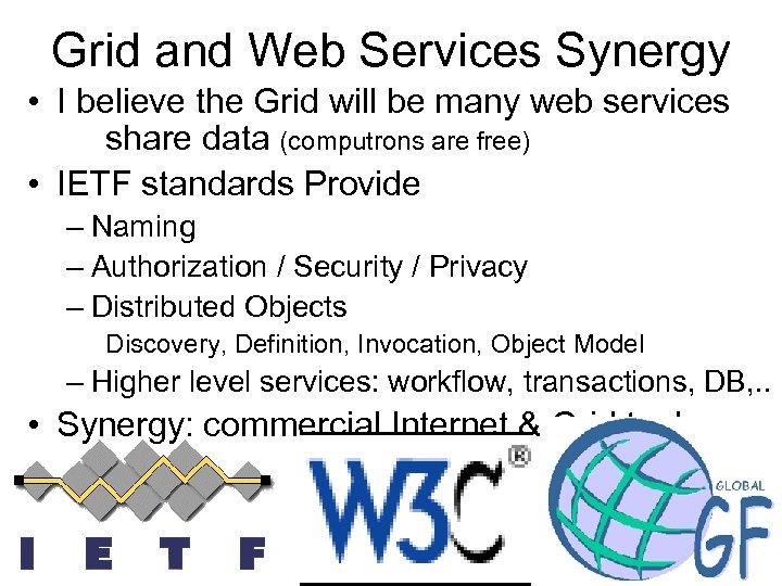 Grid and Web Services Synergy • I believe the Grid will be many web