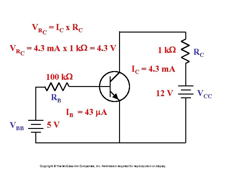 VR = I C x RC C VR = 4. 3 m. A x