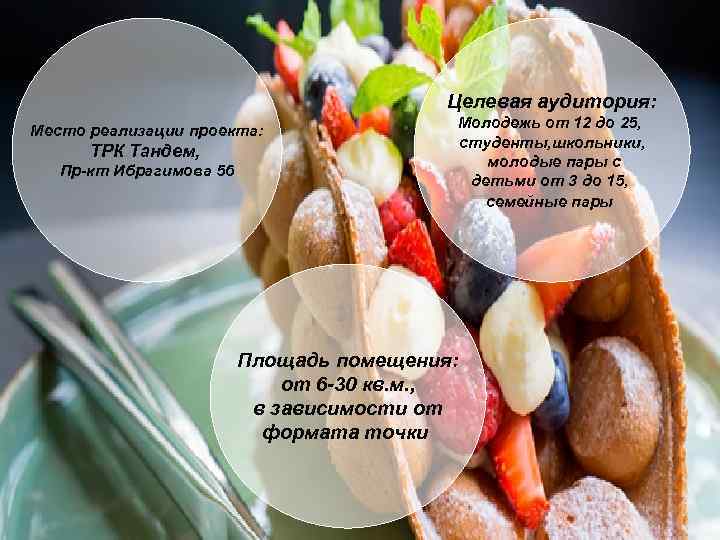 Целевая аудитория: Место реализации проекта: ТРК Тандем, Пр-кт Ибрагимова 56 Молодежь от 12 до