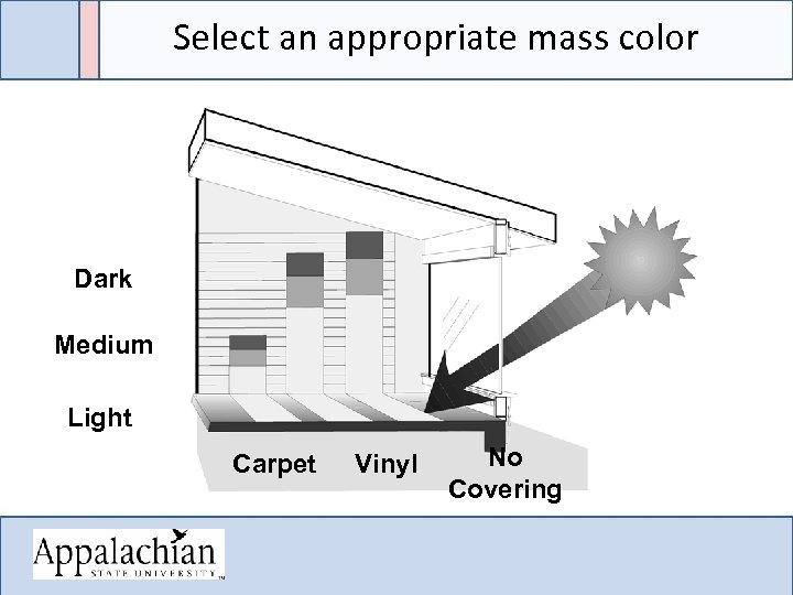Select an appropriate mass color Dark Medium Light Carpet Vinyl No Covering 