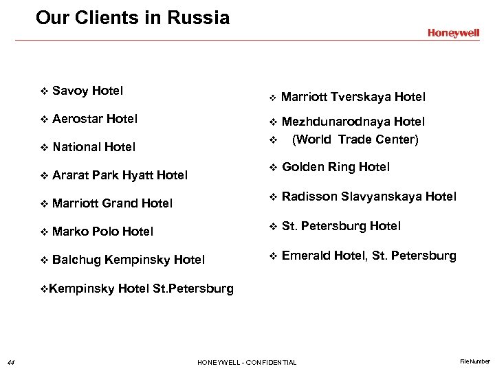 Our Clients in Russia v Savoy Hotel v Marriott Tverskaya Hotel v Aerostar Hotel