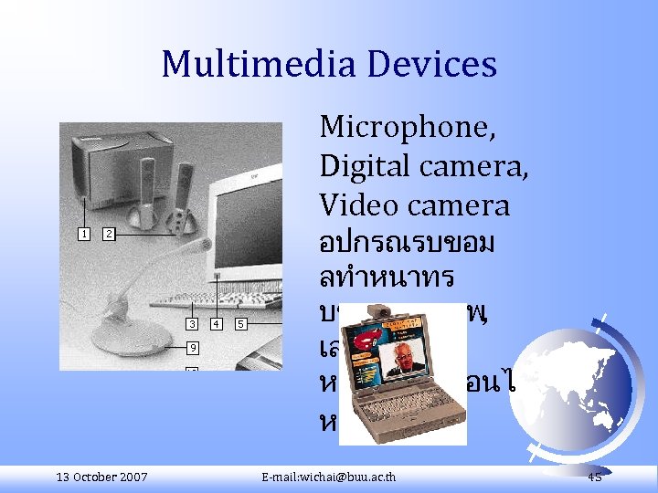 Multimedia Devices Microphone, Digital camera, Video camera อปกรณรบขอม ลทำหนาทร บขอมล ภาพ, เสยง หรอภาพเคลอนไ หว