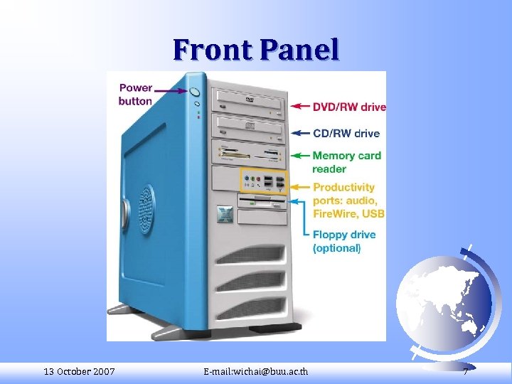 Front Panel 13 October 2007 E-mail: wichai@buu. ac. th 7 