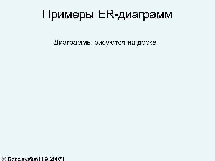 Примеры ER-диаграмм Диаграммы рисуются на доске 