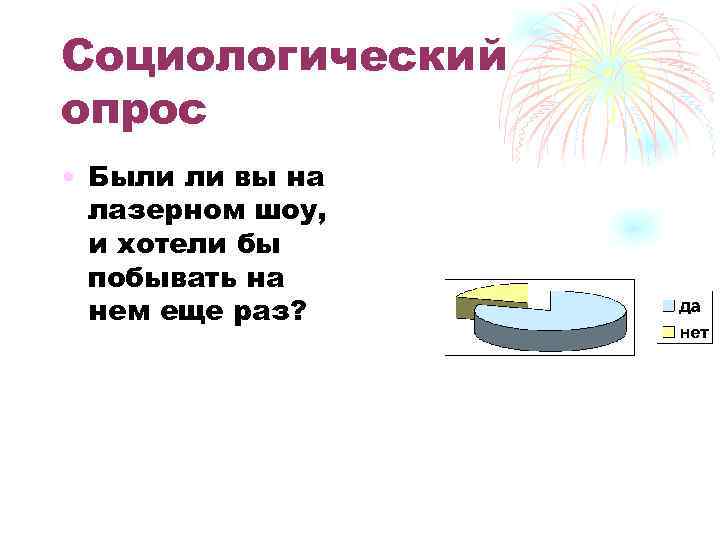 Социологический опрос • Были ли вы на лазерном шоу, и хотели бы побывать на