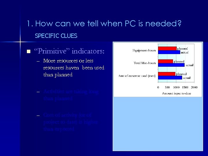 1. How can we tell when PC is needed? SPECIFIC CLUES n “Primitive” indicators: