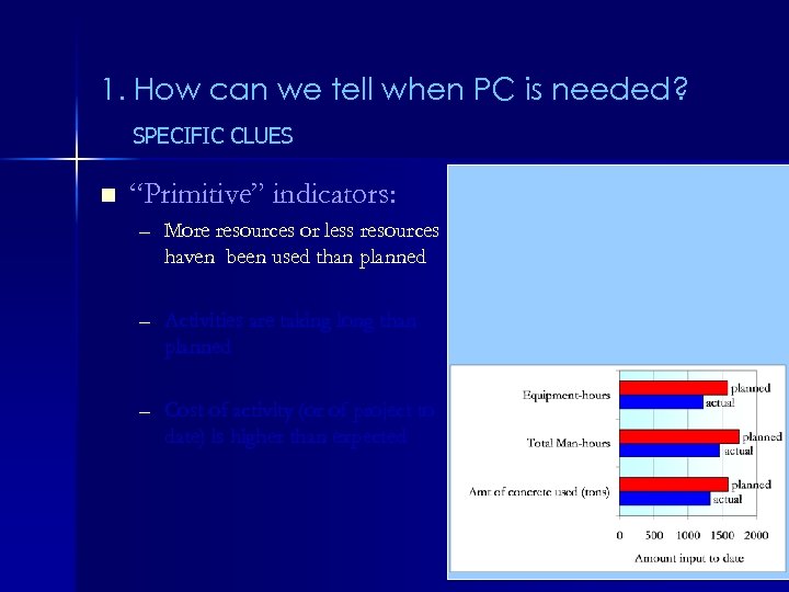 1. How can we tell when PC is needed? SPECIFIC CLUES n “Primitive” indicators: