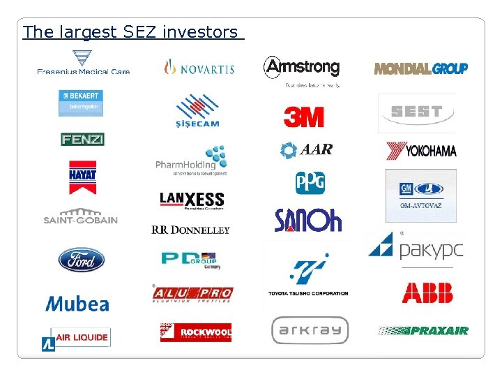 The largest SEZ investors 