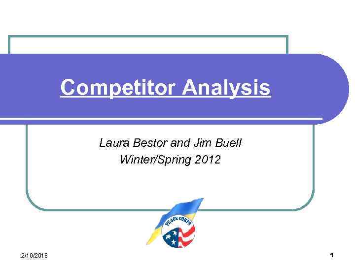 Competitor Analysis Laura Bestor and Jim Buell Winter/Spring 2012 2/10/2018 1 