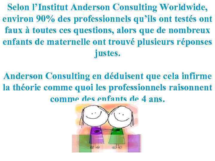 Selon l’Institut Anderson Consulting Worldwide, environ 90% des professionnels qu’ils ont testés ont faux