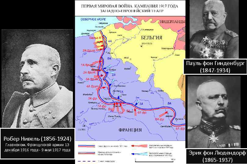 Пауль фон Гинденбург (1847 -1934) Робер Нивель (1856 -1924) Главноком. Французской армии 13 декабря