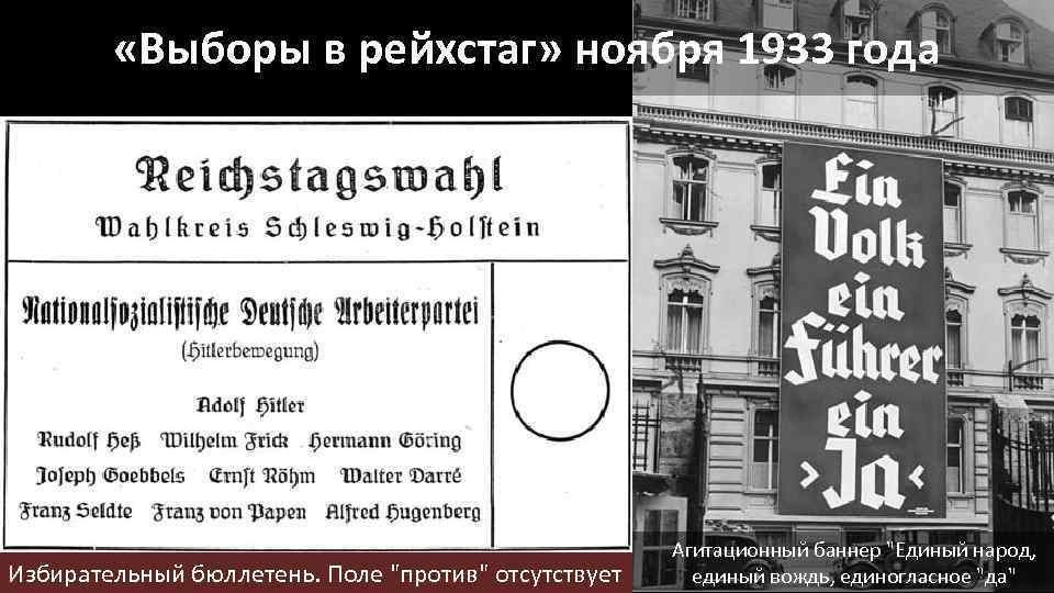  «Выборы в рейхстаг» ноября 1933 года Избирательный бюллетень. Поле 